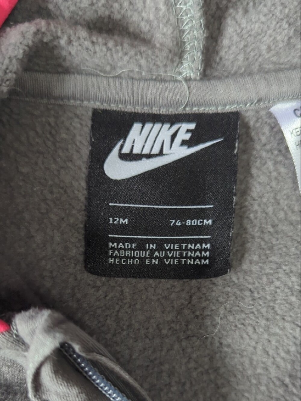 Nike Gray Kids' Hooded Fleece One-Piece Footie - Picture 2 of 2